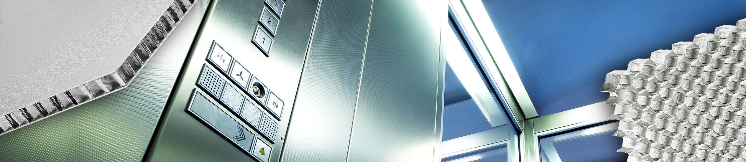 Кабины и лифты могут изготавливаться из таких сверхлегких материалов как сэндвич-панели. Этот эстетически изысканный, с широким спектром отделки материал постав